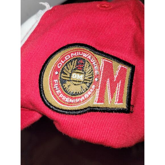 Old Milwaukee Beer Red White Strap Back Cap OM Fine Premium Beer - Picture 9 of 9